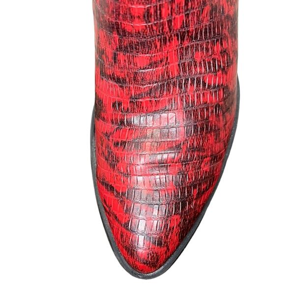 FRANCO SARTO Bette2‎ Red Wine Snake Leather Embossed Boots Women's Size 6.5 - Picture 5 of 9
